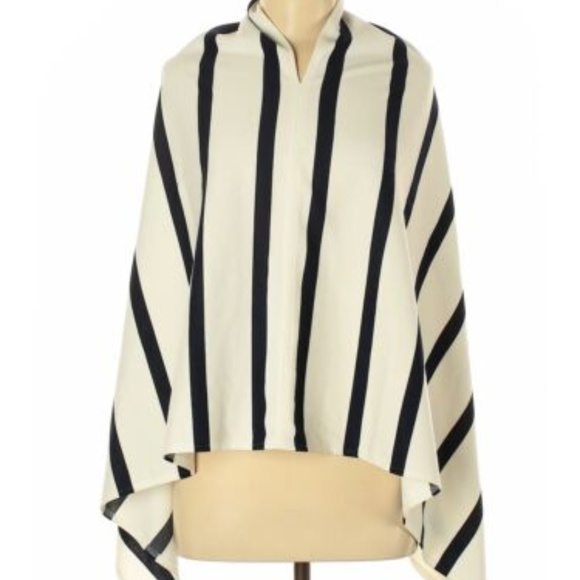Toss Designs Ivory & Black Topper Poncho One Size - Picture 1 of 5